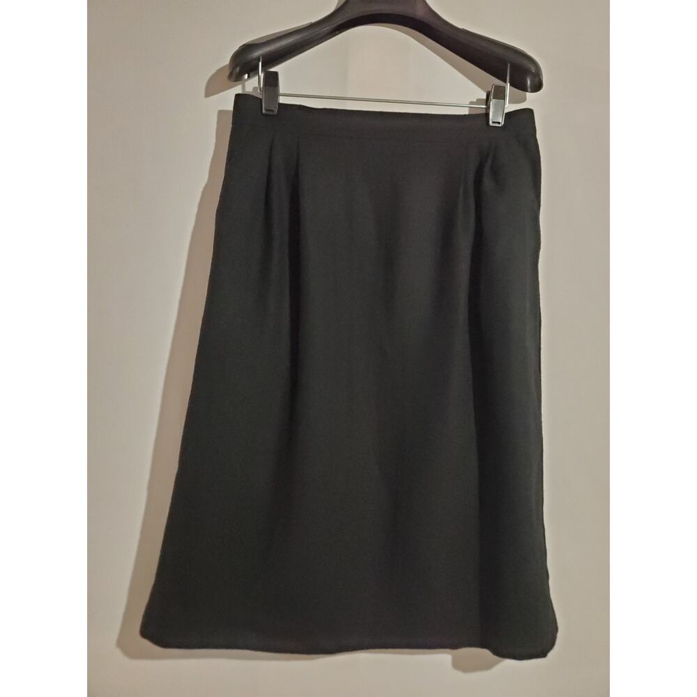 Vtg BFA Classics 100% Wool Pencil Midi Skirt Size 12P Black Career Neutral Work